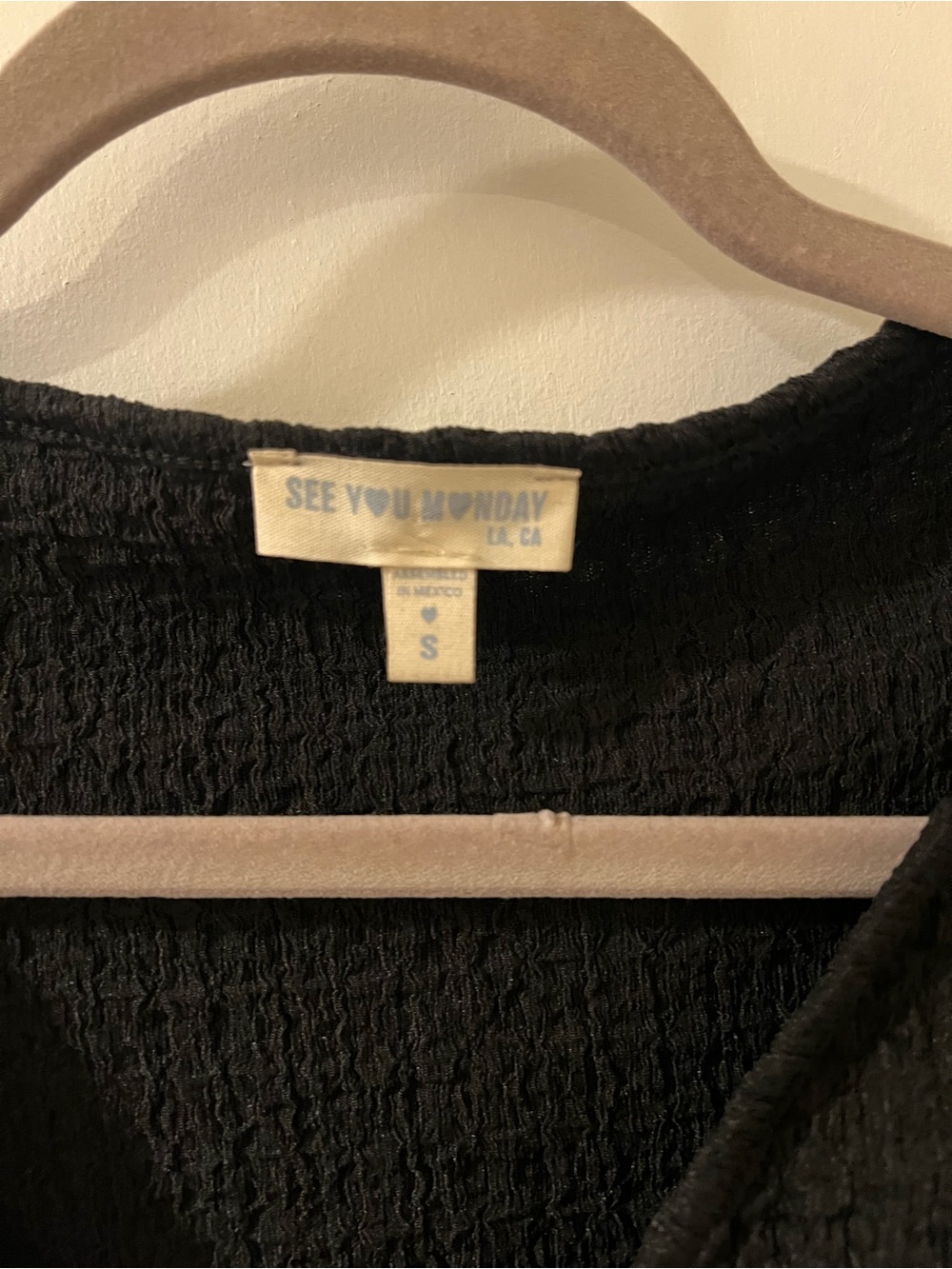 Black Tie-Front Long Sleeve Top - Picture 3 of 4